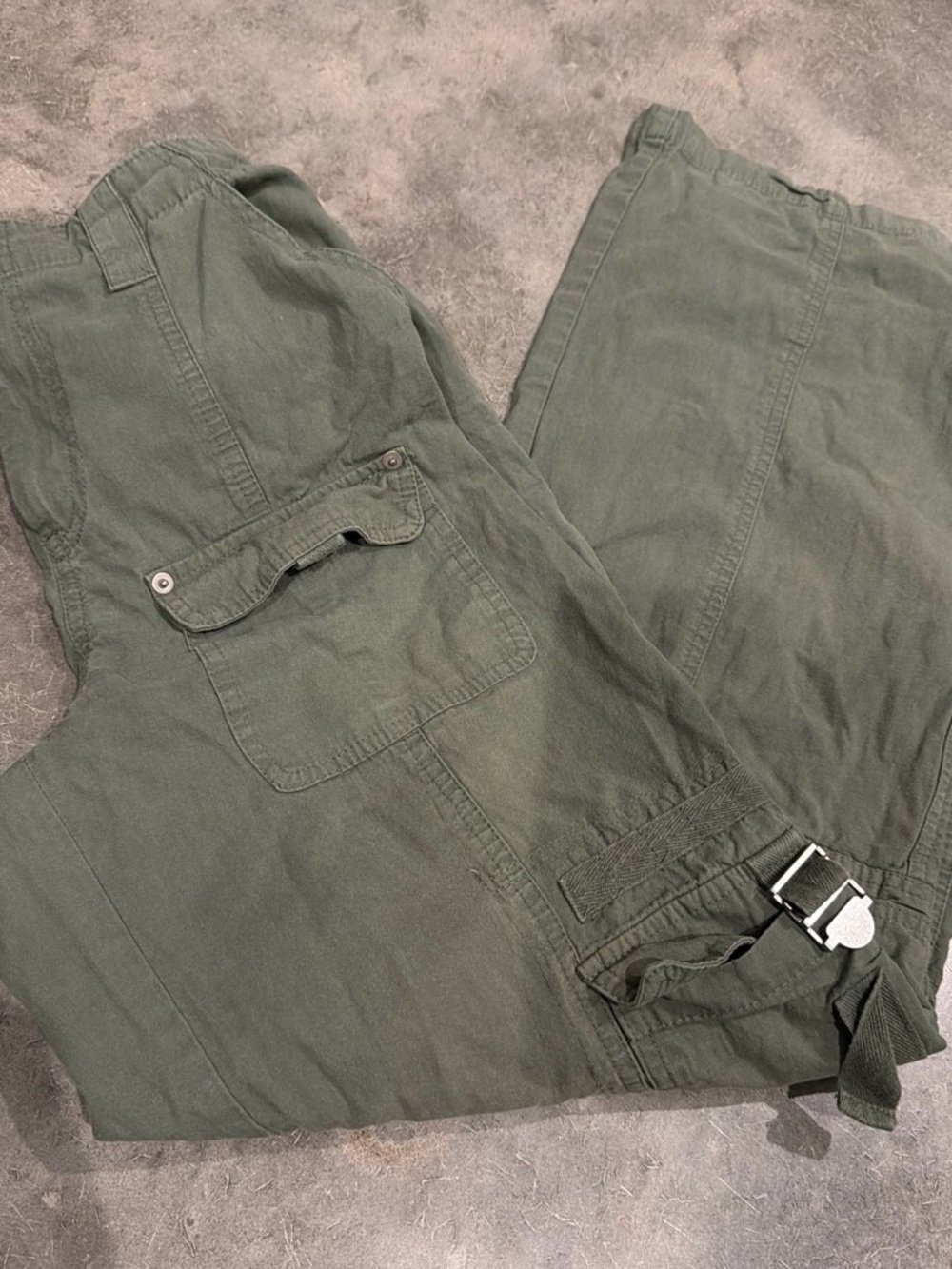 Harper Olive Green Wide Leg Cargo Parachute Pants Military Green Baggy Elastic M